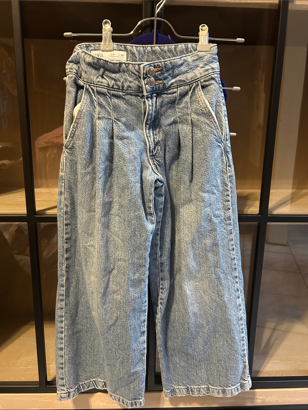 Zara High-Waist Wide-Leg Light Blue Denim Jeans